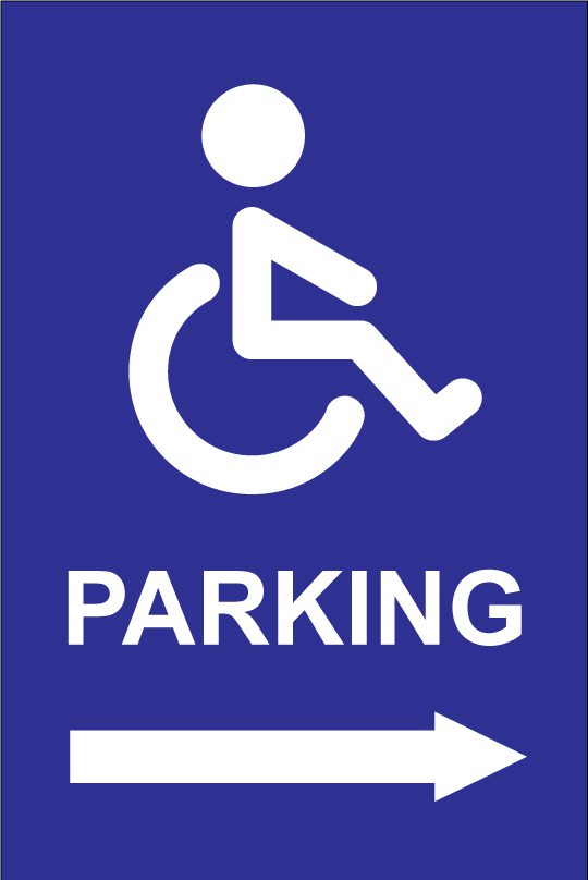 ACCESSIBLE PARKING RIGHT ARROW SIGN